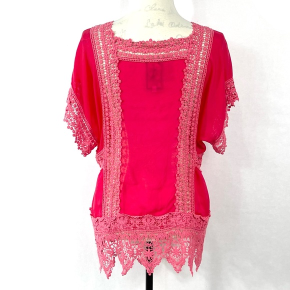 Johnny Was Pink Georgette Blouse Size M - Picture 4 of 15